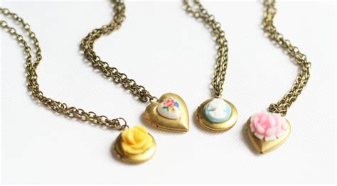 Girl's Little Locket Necklace Brass Heart Locket