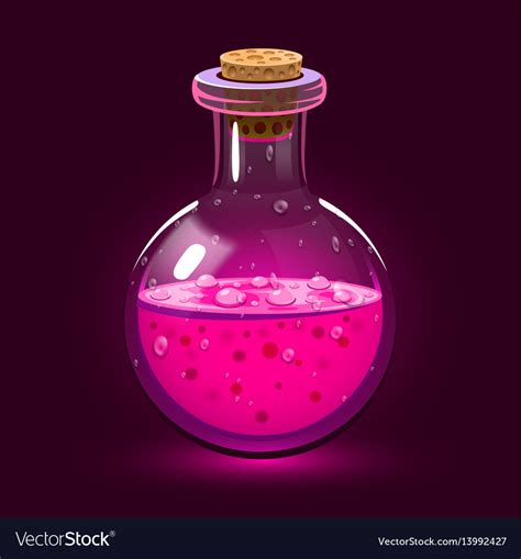 Chemistry glass bottle filled with a pink liquid Vector Image