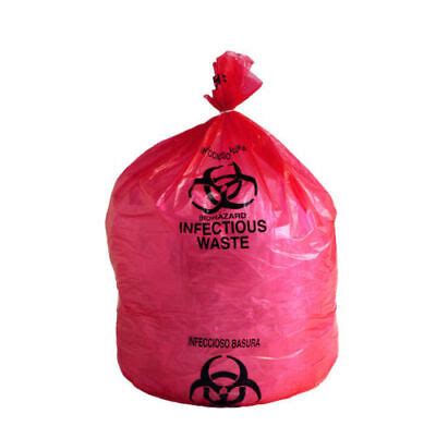 500 Biohazard Red Trash Bags 24x24 10 GALLON Infectious Waste Liners 1. ...