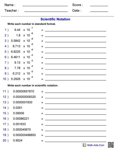 Scientific Notation worksheet 1 – Hoeden at Home