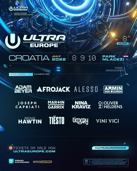 ULTRA EUROPE RELEASES PHASE 1 LINEUP FOR 2022 FESTIVAL - Ultra Europe July 11, 12, 13 — 2025