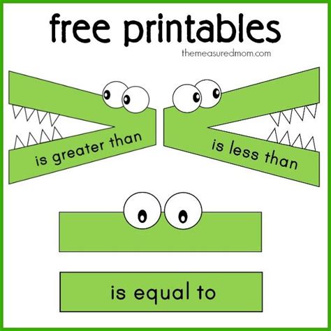 Alligator greater than, less than printables | Math activities, Math ...