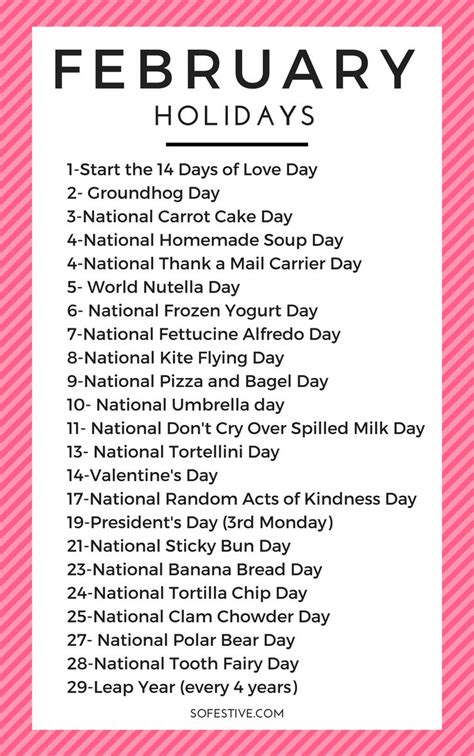 February Holidays 2021 (Random & Fun Holidays)- So Festive! | February holidays, National ...