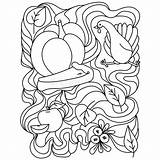 Thanksgiving Coloring Page Turkey Pie And Pumpkin With Ornate  sketch template