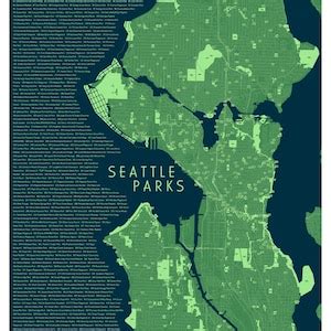 18x24 Seattle City Parks Map Seattle WA Map | Etsy