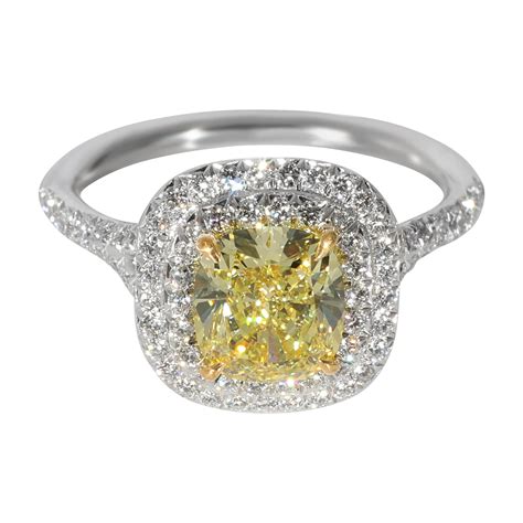 Tiffany and Co. Soleste Fancy Intense Yellow Diamond Gold Platinum Ring at 1stDibs | yellow ...