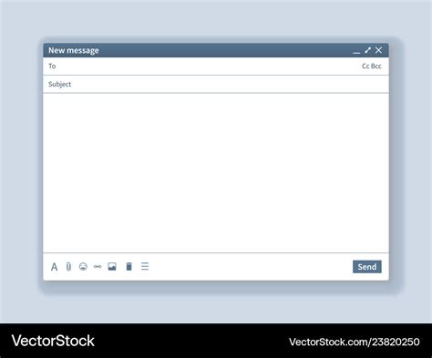 Blank email screen mail message interface blank Vector Image