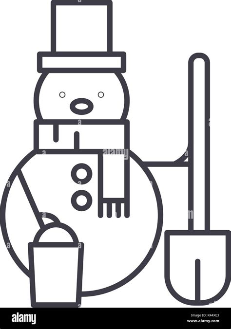 Snowman line icon concept. Snowman vector linear illustration, symbol, sign Stock Vector Image ...