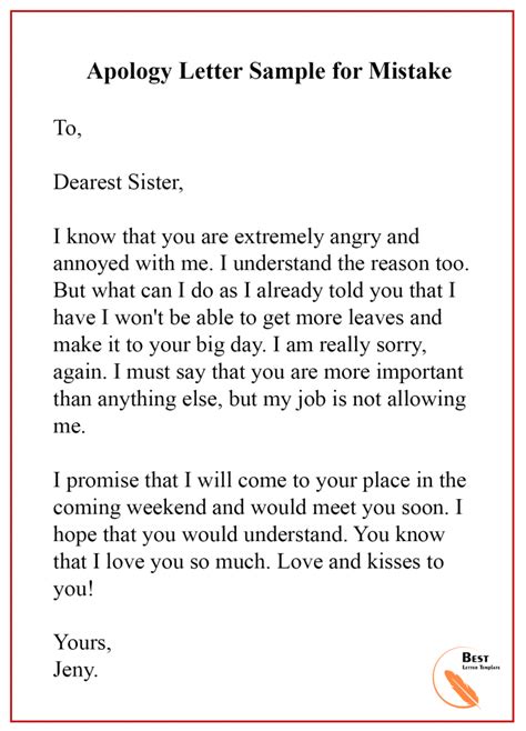 Apology Letter Template for Mistake – Format, Sample & Example | Best ...