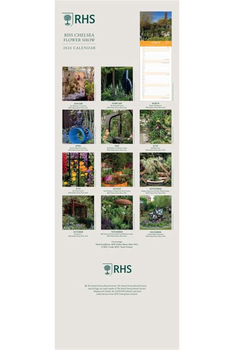 RHS Chelsea Flower Show 2024 Slim Wall Calendar - Grange Communications