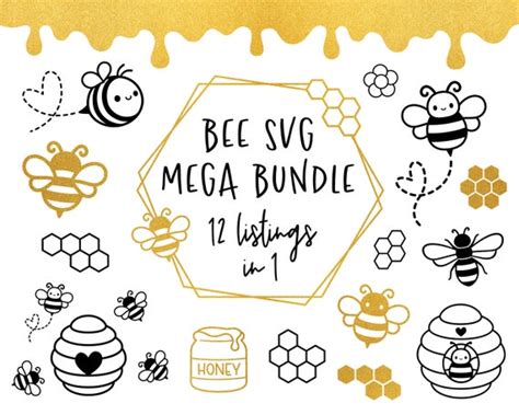 Bee SVG Mega Bundle Honeycomb cut file Cute bumble bee Honey | Etsy