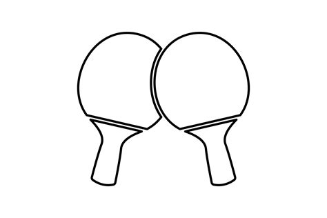 ping pong racket icon. Two crossed ping pong rackets. Table tennis black and white line icon ...