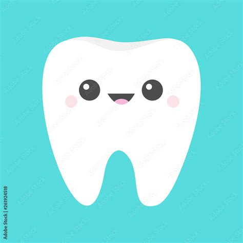 Healthy white tooth icon. Cute cartoon kawaii smiling funny face ...