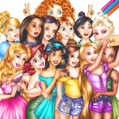 Drawing Disney Princess Tumblr Colour Me Creative | Disney princess fan art, Modern disney ...