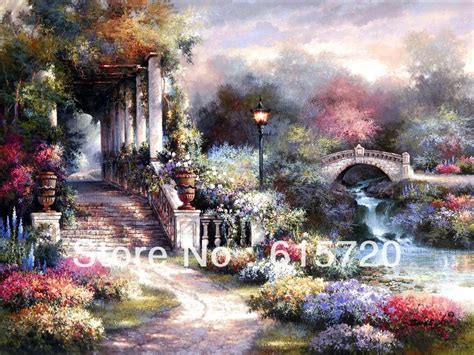 James Lee Original landscape oil painting ( Classic Garden Retreat ) Art print reproduction on ...