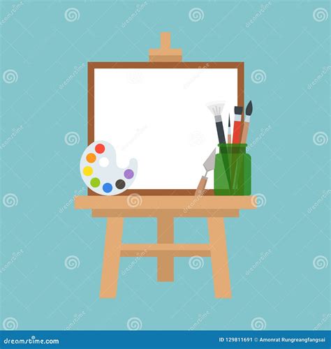 Easel Blank Canvas Palette Paint Brushes Stock Illustrations – 106 ...