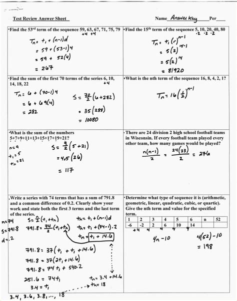 Arithmetic Sequence Practice Worksheet