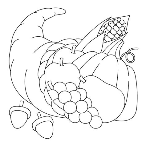 Premium Vector | Thanksgiving Cornucopia Coloring Page for Kids