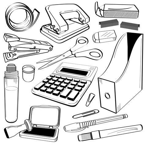 Office Stationery Tool Doodle. 340759 Vector Art at Vecteezy