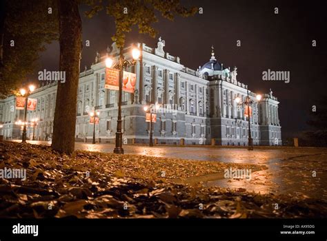 The Royal Palace Madrid, Spain; at night Stock Photo - Alamy