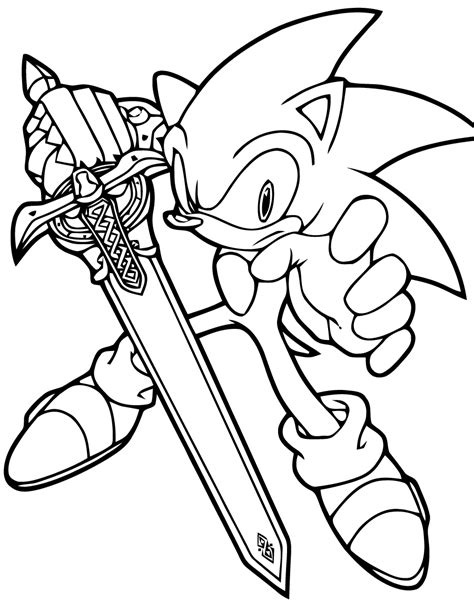 With a sword - Sonic Coloring Pages