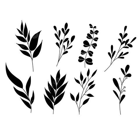 Floral Leaf Silhouette PNG Transparent, Simple Leaf Silhouette Floral Decoration, Leaf Drawing ...