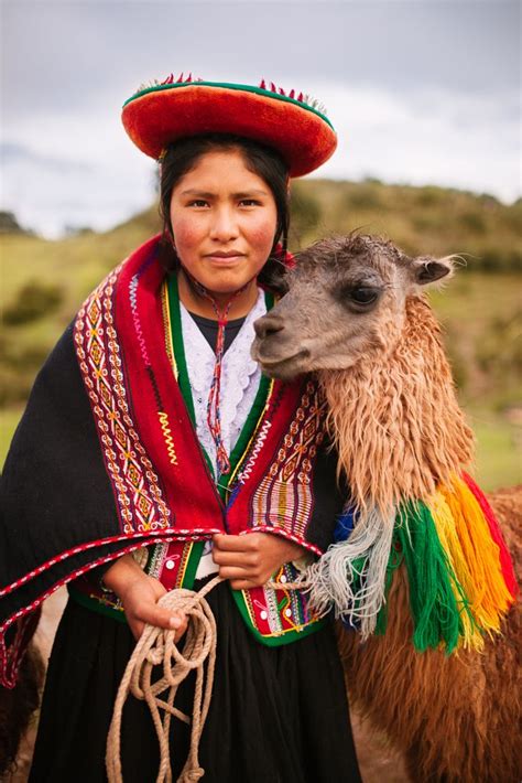 Peruvian woman in traditional clothes with a llama. Travel in the Sacred Valley, Peru | Inca ...