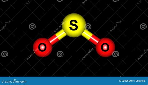 Sulfur Dioxide Molecular Structure Isolated on Black Stock Illustration - Illustration of atoms ...