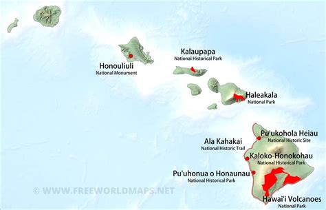 Physical map of Hawaii