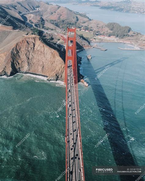 Aerial view of Golden Gate Bridge, San Francisco, California, America ...