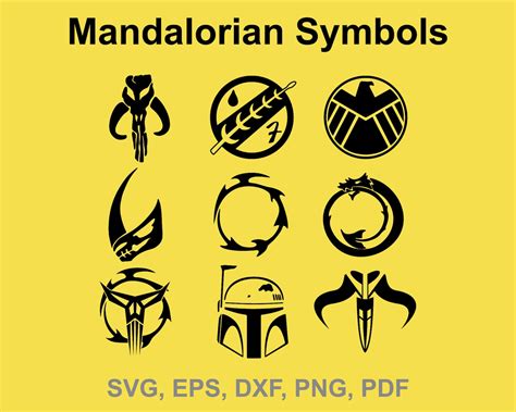 The Mandalorian Symbols SVG Mandalorian Emblems Mandalorian | Etsy