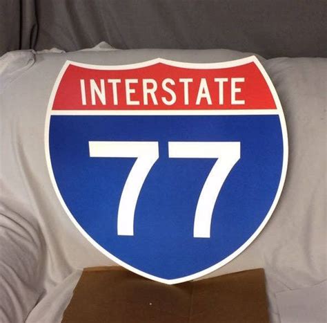 Vintage Original INTERSTATE 77 Highway Shield Metal Sign Highway I-77 Sign Traffic Sign Man Cave ...