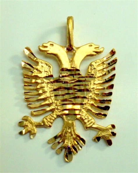 Brand New 14K Yellow Gold Albanian Eagle Symbols Charm Pendant | eBay