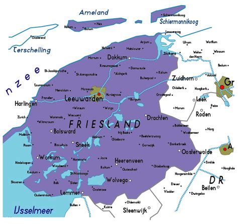 Map of Friesland in Netherlands | Friesland, Netherlands map, Netherlands