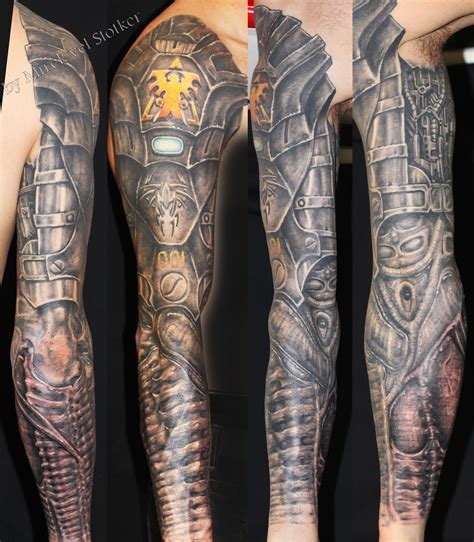 biomechanic armor tattoo by Mirek vel Stotker | Shoulder armor tattoo, Armour tattoo ...