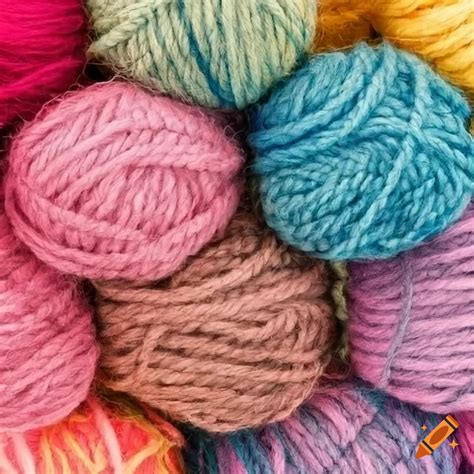 Close-up of colorful wool bundles on Craiyon