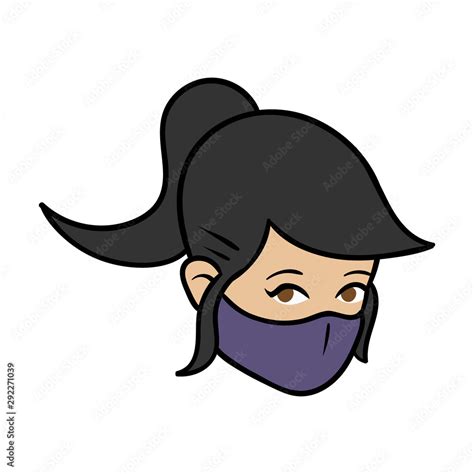 Cartoon Female Wearing Ninja Mask Stock Vector | Adobe Stock