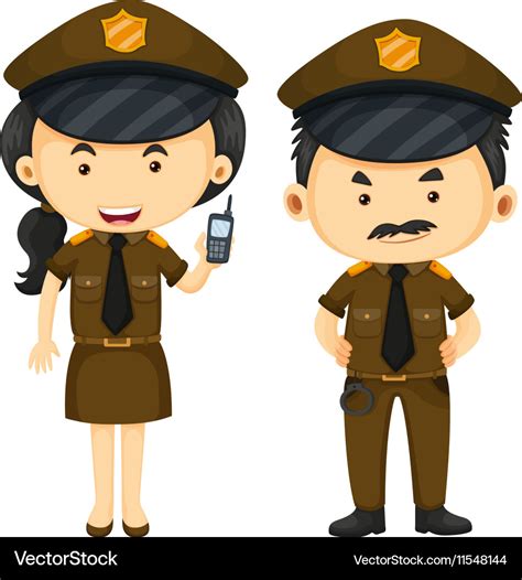 Police officers in brown uniform Royalty Free Vector Image