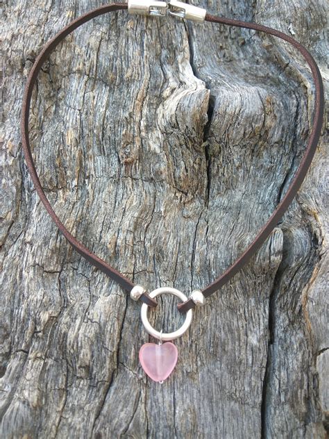 Silver Ring Necklace Heart Choker Necklace for Women Pink | Etsy