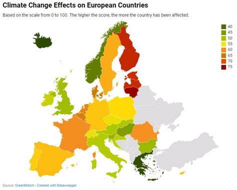 Climate Change Effect on European Countries Map - GreenMatch