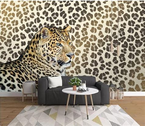 Modern Wallpaper For Living Room Leopard Print Leopard Living Room TV ...