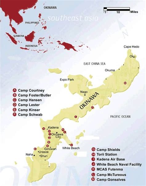 Map of Okinawa and the Marine Corps and Air Force Bases in Japan | Marine Corps Duty Stations ...