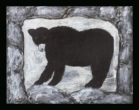 Black Goat Folk Art: Black Bear in Cave Mud Painting