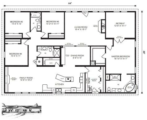 4 Bedroom 3 Bath Barndominium Floor Plans - floorplans.click