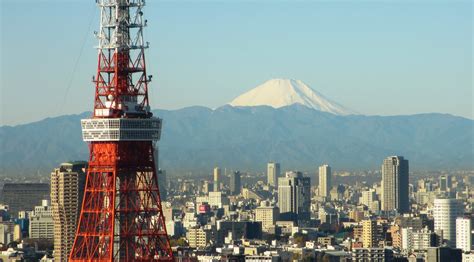 Red and white electric tower, Japan, Tokyo, Tokyo Tower, Mount Fuji HD ...