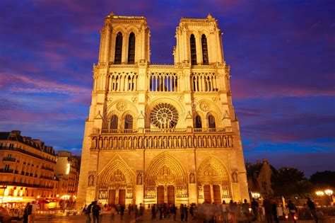 Notre Dame Cathedral Sunset in Paris France Stock Photo - Image of dawn, lights: 87892130