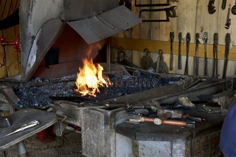 Fire in a Forge at a Blacksmith Shop Stock Photo - Image of craftsman, heat: 132344118