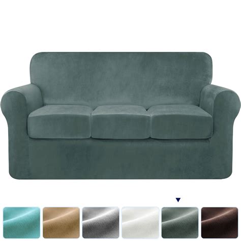 Subrtex 4-pieces Velvet High Stretch Washable Individual Cushion Sofa ...