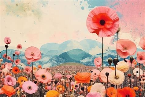 Flower field outdoors nature poppy. | Premium Photo Illustration - rawpixel