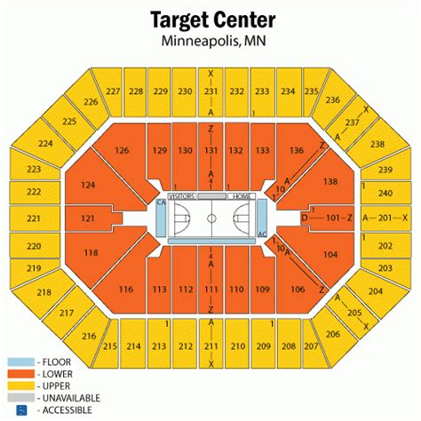 Timberwolves Target Center Seating Chart With Rows And Seat Numbers ...